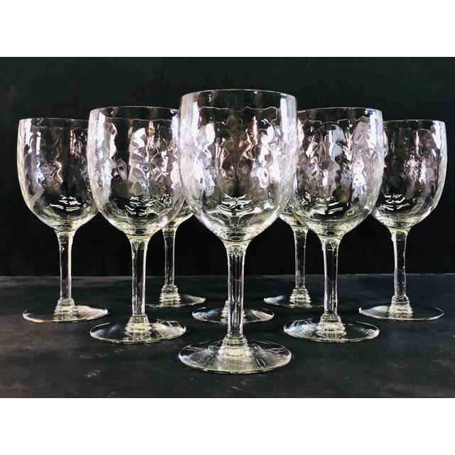 Vintage Swag Style Tall Glass Wine Stems, Set of 8 For Sale In Boston - Image 6 of 7