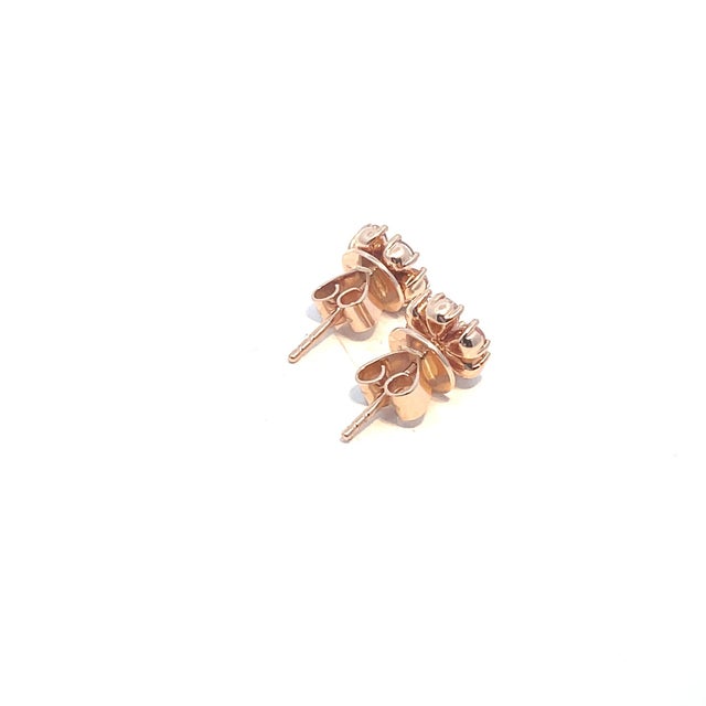 18k Rose Gold Flower Shape Diamond Earrings, A Pair For Sale - Image 4 of 8