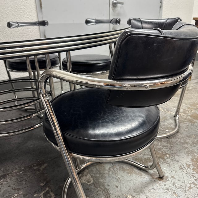 Late 20th Century Attribute to Donald Deskey French Art Deco Table + Eight Chairs Set For Sale - Image 11 of 12