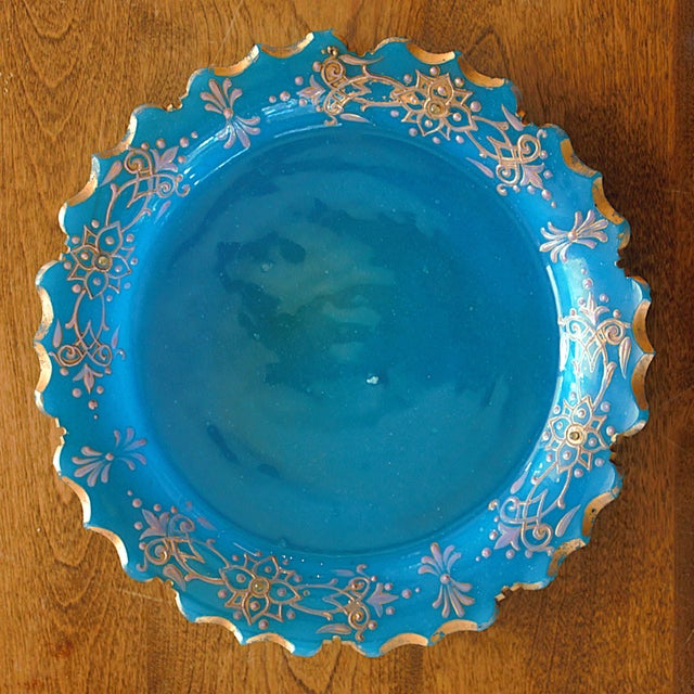 Cerulean 19th Century Antique French Blue Opaline Covered Punch Bowl For Sale - Image 8 of 14