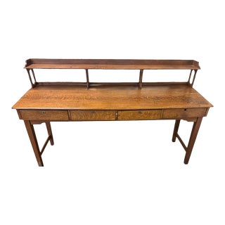 Monumental Antique Arts and Crafts Quarter Sawn Oak Railroad Ticket Counter 8 Feet Wide and 5 Feet Tall - Circa 1900 For Sale