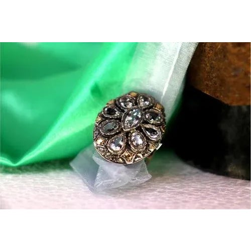 Gold and Silver Ring with Teardrop and Pear Cut Zirconias For Sale - Image 4 of 10