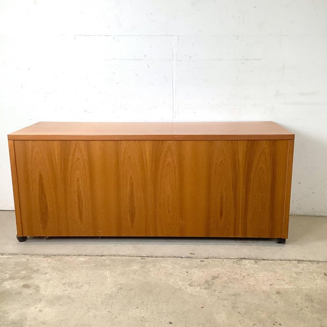 Vintage Mid-Century Scandinavian Modern Teak Single Pedestal Desk For Sale - Image 15 of 18