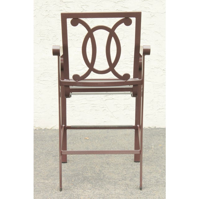 Brown Woodard Belden Aluminum Patio 4 Piece Patio High Top Table & Chairs Set - Set of 4 For Sale - Image 8 of 12