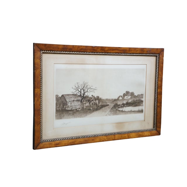 American Antique Ernest C Rost a Wayside Conversation Farm Landscape Etching 29" For Sale - Image 3 of 11