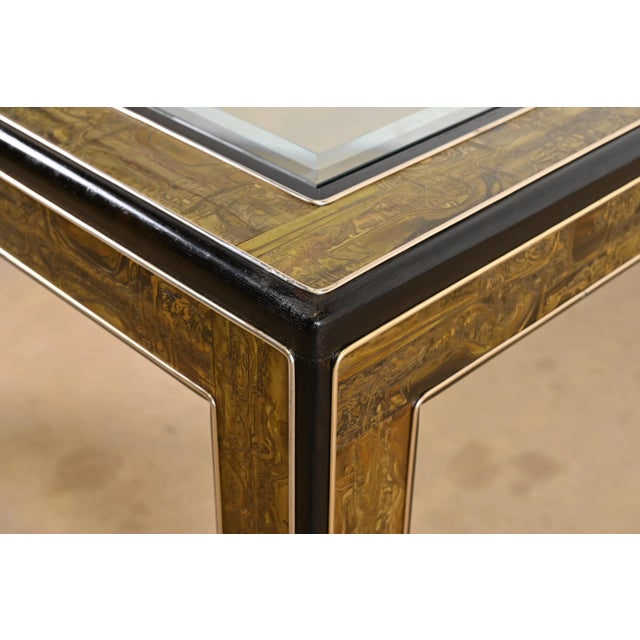 Bernhard Rohne for Mastercraft Hollywood Regency Acid Etched Brass Dining Table, 1970s For Sale - Image 9 of 12