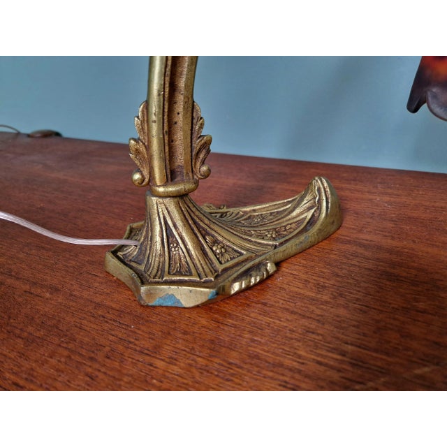 Art Deco Gilt Bronze and Marble Glass Desk Lamp from Muller Frères, 1920s For Sale - Image 13 of 18