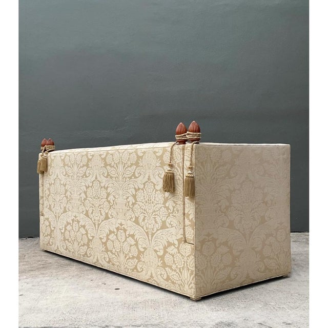 Vintage Edward Ferrell Jacquard Fleur De Lys Knole Sofa For Sale - Image 10 of 13