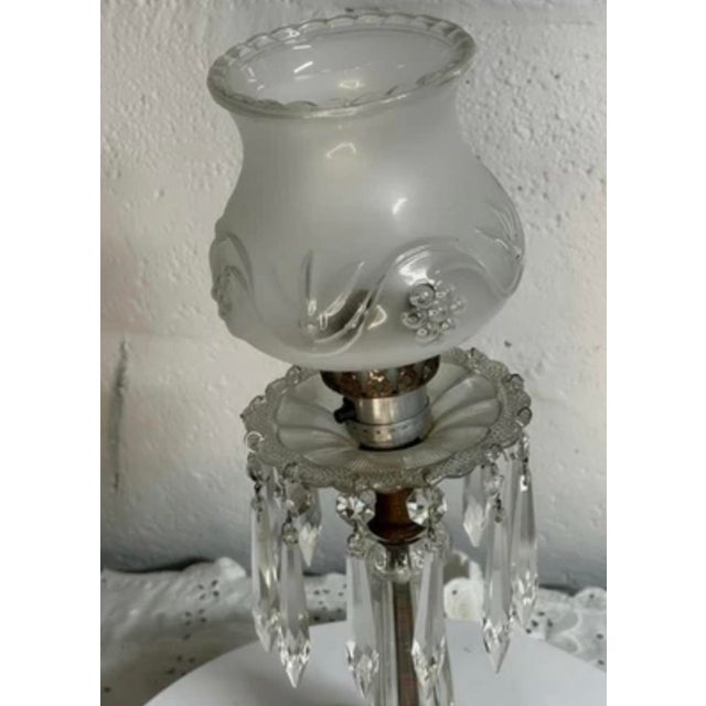 Early 20th Century Electrified Clear Luster Boudoir Lamps With Frosted Grape Shades - Pair For Sale - Image 11 of 12