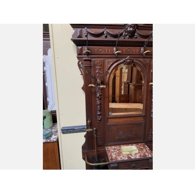 Wood Antique Neo-Renaissance Wall Wardrobe, 1880 For Sale - Image 7 of 12