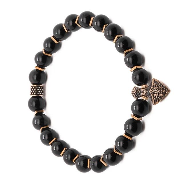 Arrow Black Onyx Stone Men's Beaded Bracelet For Sale In Miami - Image 6 of 8