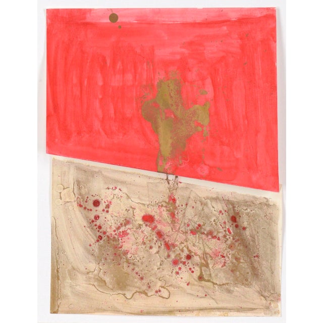 Folded Red and Gold Abstract Expressionist Composition in Acrylic on Paper by Ricardo De Silva For Sale - Image 4 of 8