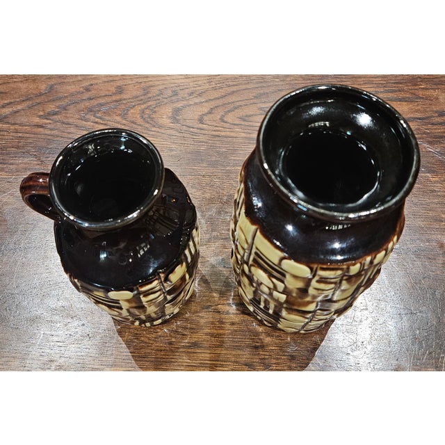 Pair of Rare U - Keramik West German Vases in the Abstrakt Brutalist Series For Sale In Charlotte - Image 6 of 12