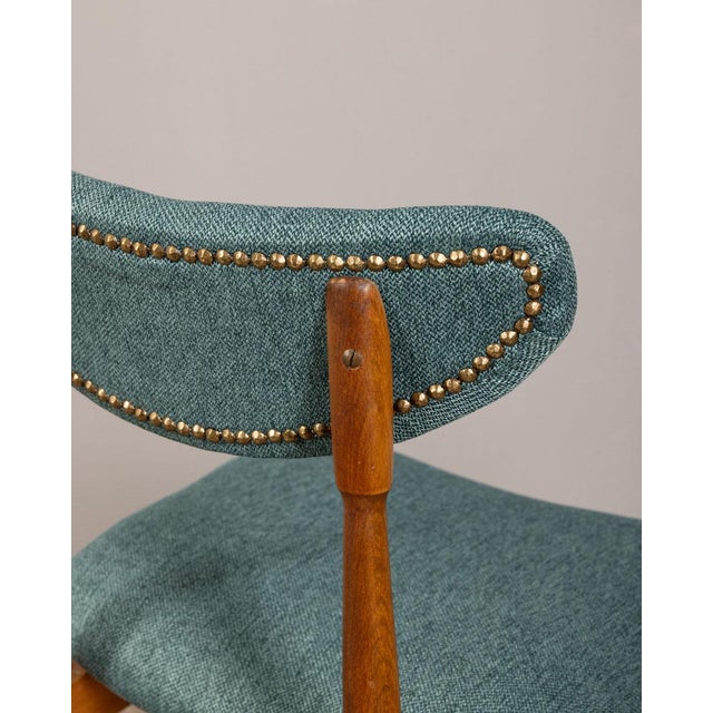 Vintage Italian Chairs in Green Fabric, 1960s, Set of 4 For Sale - Image 6 of 9