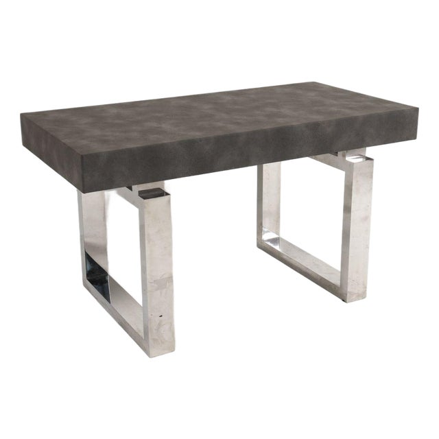 Custom Console Table or Desk With Chrome Base For Sale