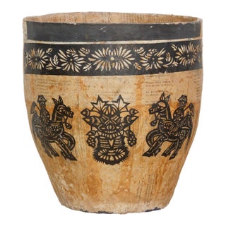 Large Paper Mache Pot, Horse & Rider Designs For Sale
