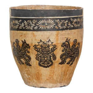 Large Paper Mache Pot, Horse & Rider Designs