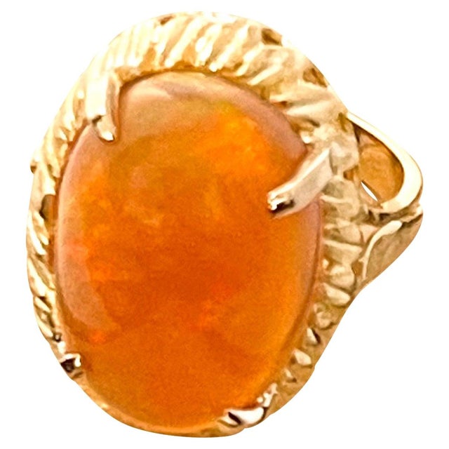 14 Carat Oval Shape Ethiopian Opal Cocktail Ring 14 Karat Yellow Gold Solid Ring For Sale - Image 15 of 18