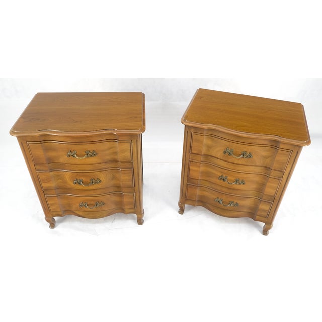 1970s Pair John Widdicomb Country French 3 Drawer Night Stands End Tables For Sale - Image 5 of 11