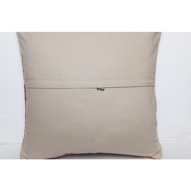 Textile Handwoven Vintage Red Tone Rug Pillow Cover - 20'' X 20'' For Sale - Image 7 of 9