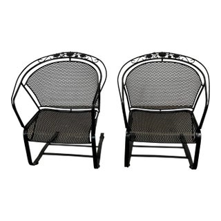 Vintage Mid-Century Salterini Curve Back Outdoor Cantilever/Springer Arm Chairs - Set of 2, Attributed For Sale