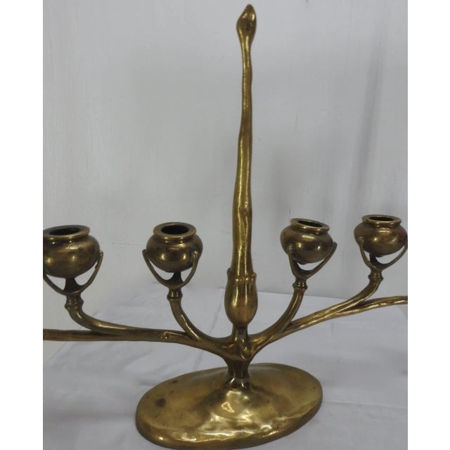 Metal Tiffany Gilt Bronze Six-Arm Candelabra For Sale - Image 7 of 11
