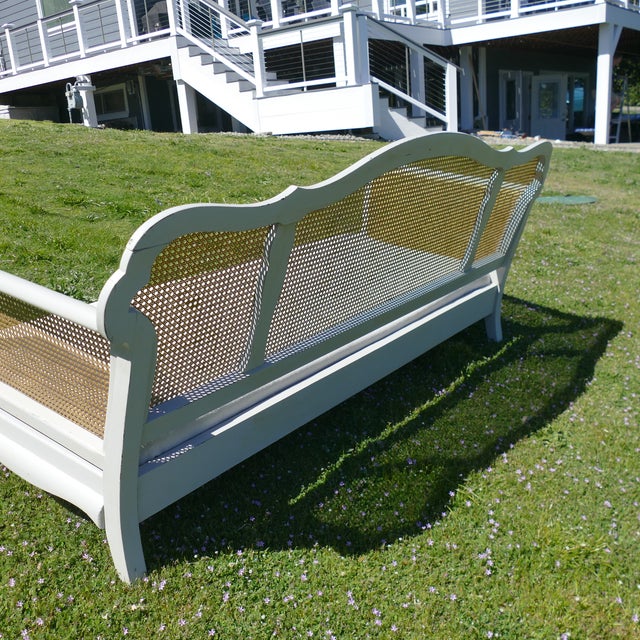 Mid 20th Century French Provincial Style Painted Cane Settee Sofa For Sale - Image 14 of 17