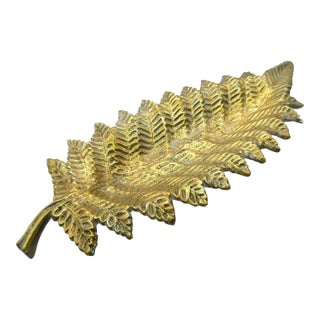 1950s Mid-Century Solid Bronze Fern Leaf Tray – New Zealand Botanical Design For Sale