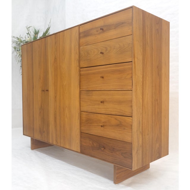 Brown Solid Walnut Chiffonier 5 Drawers Dresser Two Doors Compartment Mid Century MINT For Sale - Image 8 of 18