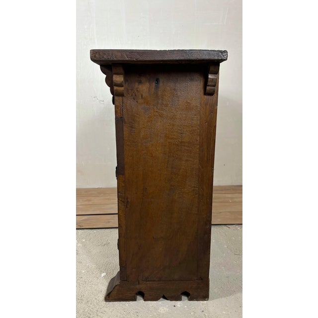 Baroque Spanish Carved Oak Sideboard Cabinet with Three Doors and Drawers, 1860s For Sale - Image 3 of 13