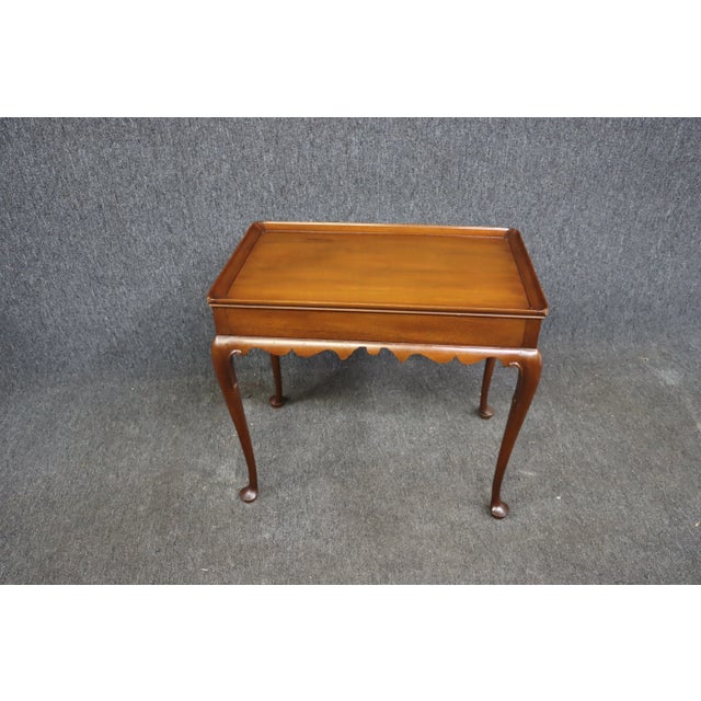 Brown C W Kittinger Queen Anne Style Mahogany Tea Table For Sale - Image 8 of 9