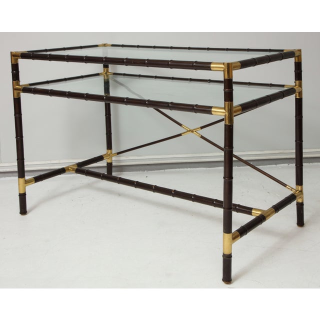 Vintage Faux-Bamboo and Brass Writing Desk/Console For Sale - Image 12 of 12