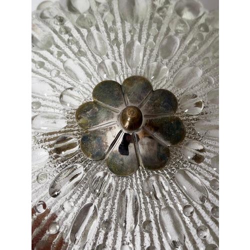 Vintage Swedish Sculptural Glass Ceiling Fixture with Floral Rosette, 1970 For Sale - Image 14 of 18