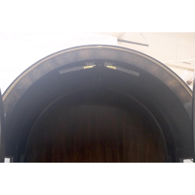 Pair of Burl Wood Dark Olive Green Dome Shape Vitrine Cabinets Mastercraft MINT For Sale - Image 18 of 18