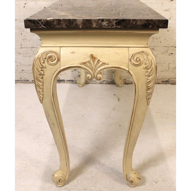 Mid 20th Century Gorgeous Painted Console With Brown Marble Table Top For Sale - Image 10 of 15