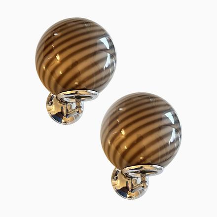 Brown Beige and Brown Rods Murano Glass Wall Sconces by Simoeng, Set of 2 For Sale - Image 8 of 8