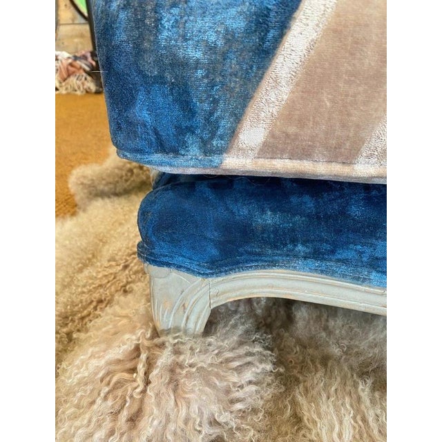 Union Jack Lounge Chair with Carved Frame and Custom Painted Velvet For Sale - Image 10 of 17