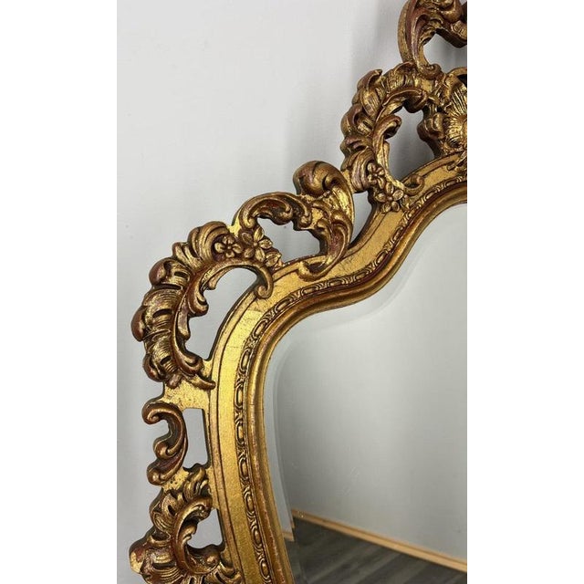 Metal Vintage French Wall Mirror with Ornate Carved Frame For Sale - Image 7 of 10