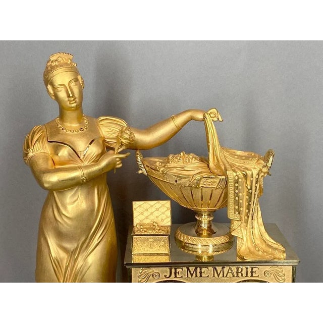 Early 19th Century 19th Century Gilt Bronze French Empire Table/Chimney Clock For Sale - Image 5 of 12