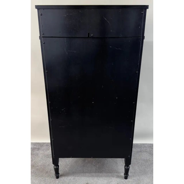 1940s Maison Jansen Style Hollywood Regency Ebony & Brass Two-Door Bar and Tall Chest For Sale - Image 5 of 14