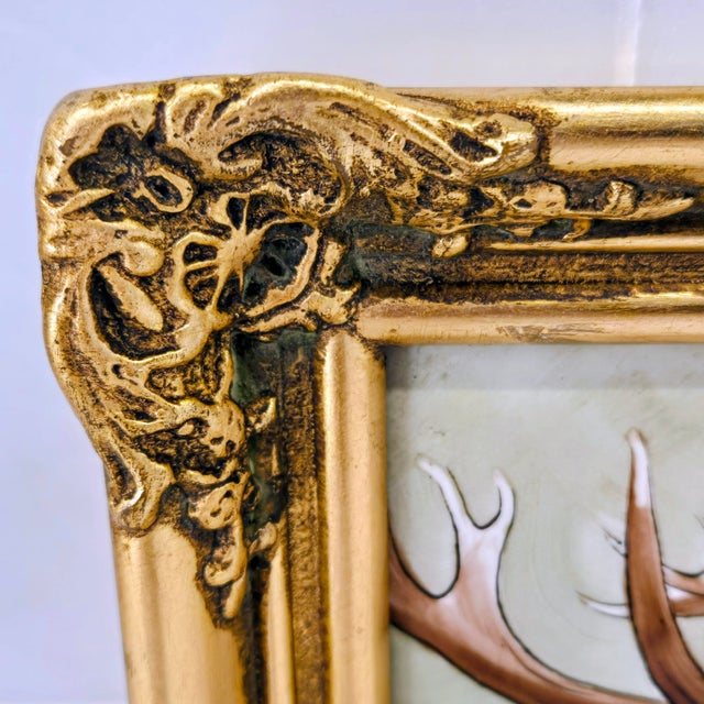 Sommer Garmisch Hand-Painted Porcelain Plaques – Set of 3, Rococo Gilt Frames For Sale - Image 11 of 12