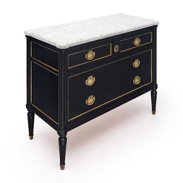 French Ebonized Louis XVI Chest of Drawers For Sale - Image 3 of 9