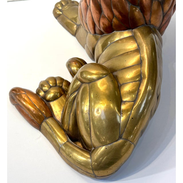 Sergio Bustamante Large Copper & Brass Lion Sculpture Attributed to Sergio Bustamante Mexico, 1970 For Sale - Image 4 of 18