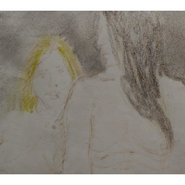 1940s Raphael Soyer "Two Women in Bed" Colored Pencil Drawing For Sale - Image 5 of 9