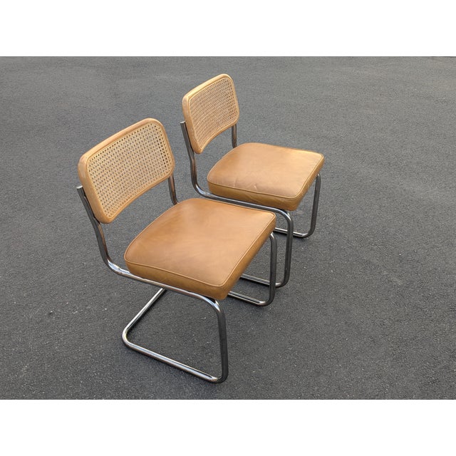 Mid 20th Century Late 20th Century Mid Century Cantilever Dining Chairs Attributed to Marcel Breuer Set of 2 For Sale - Image 5 of 9