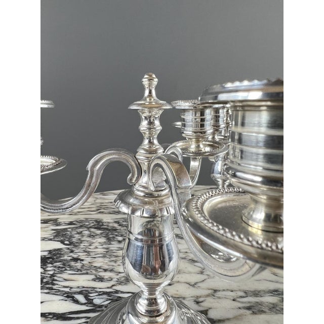 20th Century Silver-Plated Metal Candelabra, Set of 2 For Sale - Image 6 of 12