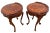 1930s Two French Side Tables, Display, Nightstands, Round Top Floral Marquetry For Sale - Image 4 of 13