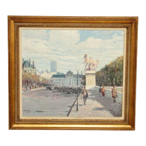Late 20th C. Impressionist Style 'Paris' Street Scene by George Malva