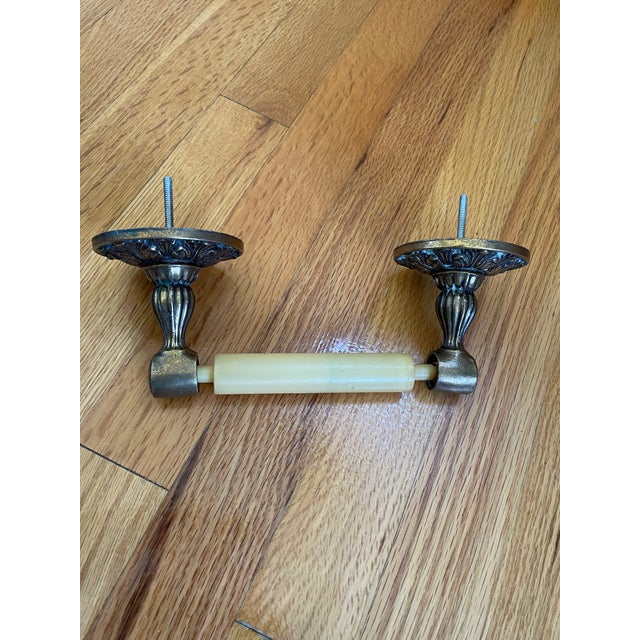 Mid 20th Century Vintage Gilt Metal Hollywood Regency Toilet Paper Holder For Sale - Image 5 of 7