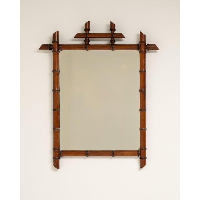 Faux Bamboo Wall Mirror, Antique, France, Circa 1900 For Sale